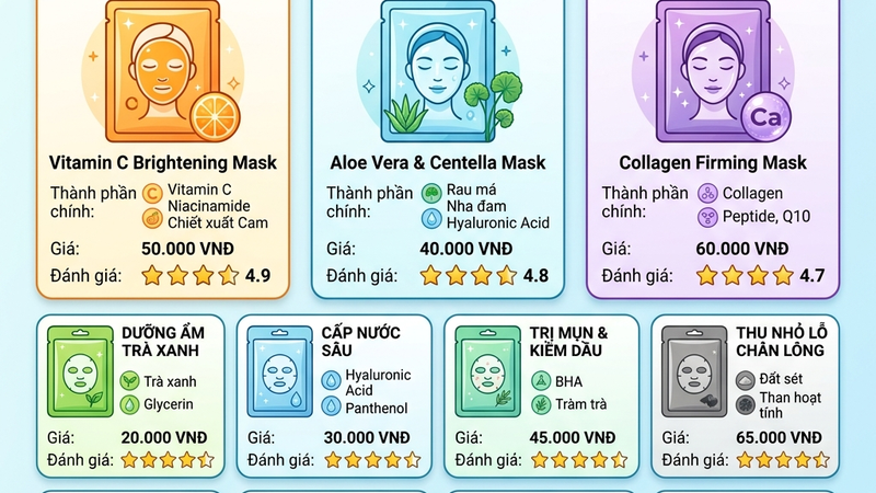 Top 10 sheet mask tốt nhất 2026