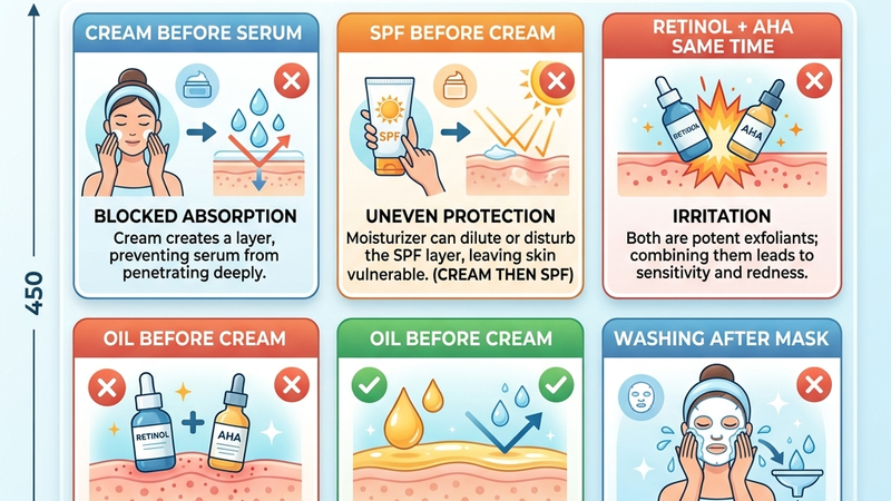 5 sai lầm thứ tự skincare