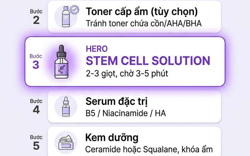 Hướng dẫn sử dụng tinh chất tế bào gốc trong routine