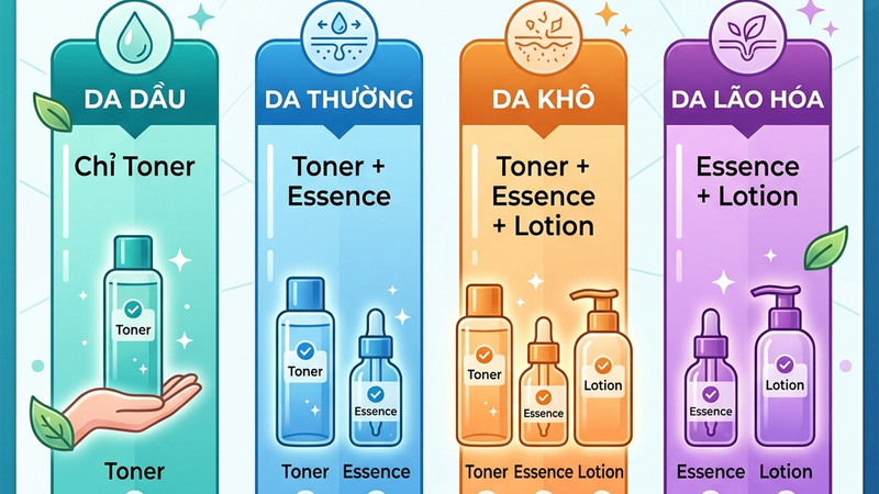 Chọn toner/essence/lotion theo loại da