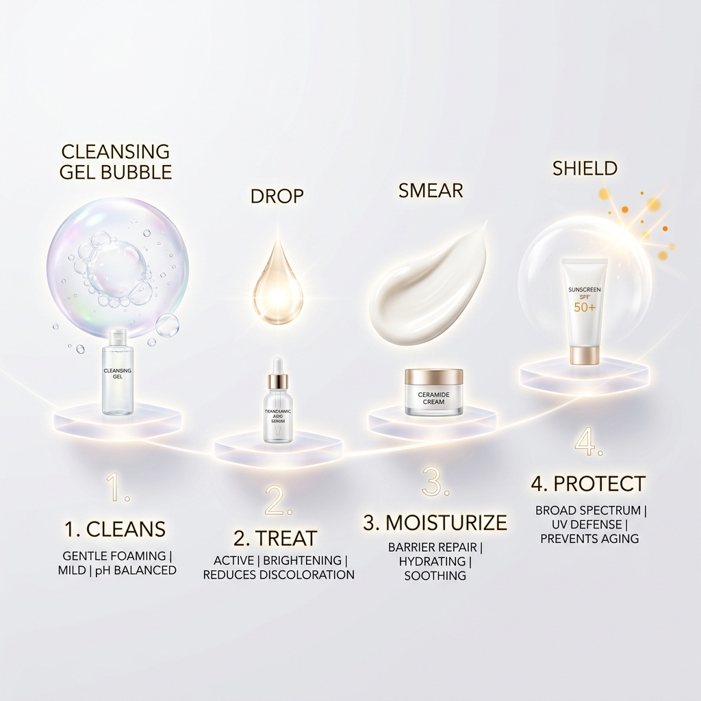 Quy trình bôi các lớp dưỡng theo thứ tự 4 bước