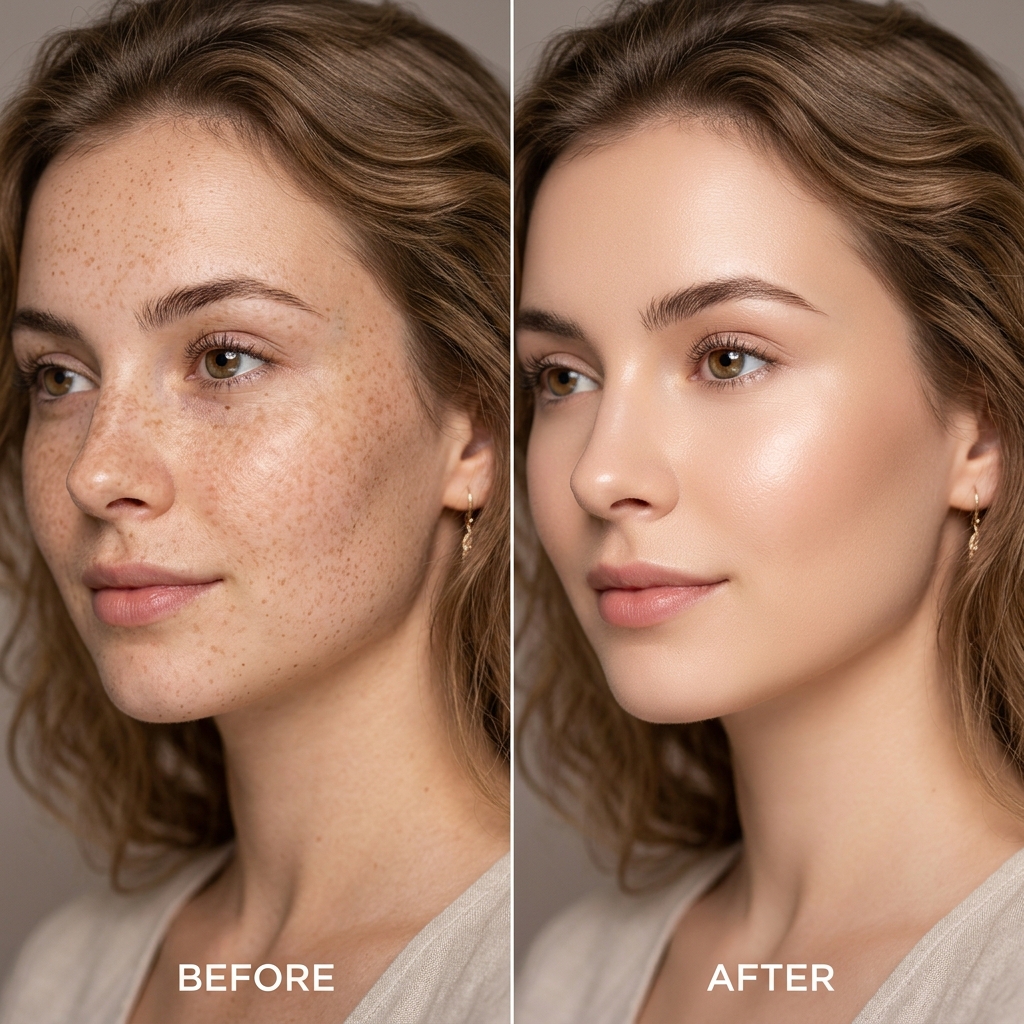 Hiệu quả trước và sau khi sử dụng serum mờ đốm nâu tàn nhang