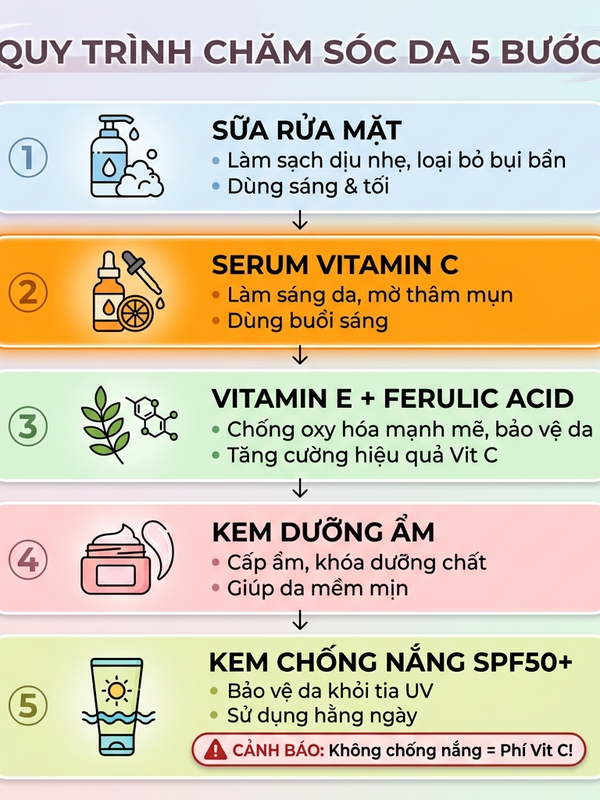 5 bước dùng Vitamin C