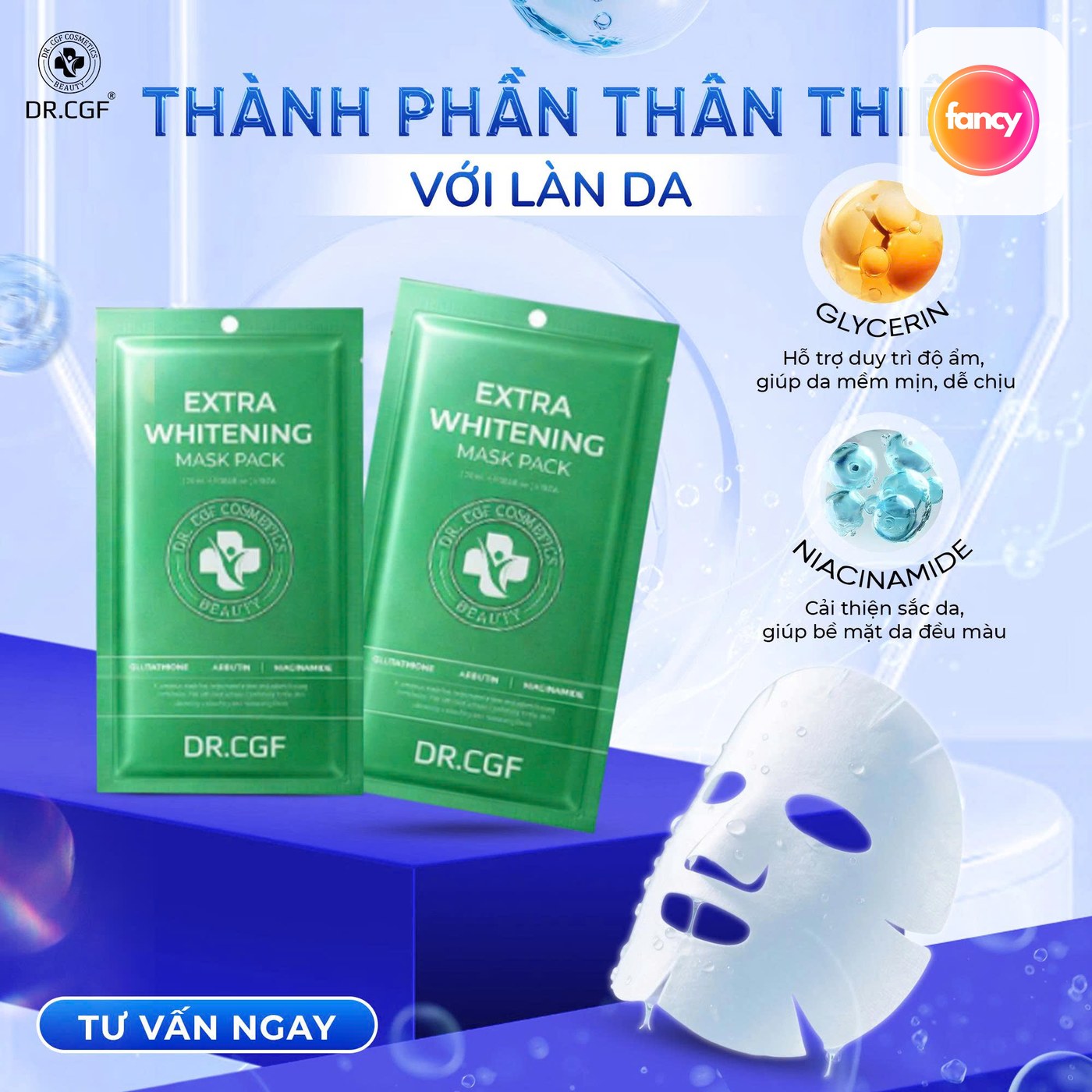 Mặt Nạ DR.CGF Extra Whitening Mask Pack, Hỗ Trợ Cấp Ẩm, Làm Dịu Và Dưỡng Sáng Da 25ML x 10 Miếng - hình minh họa Fancyderma 2