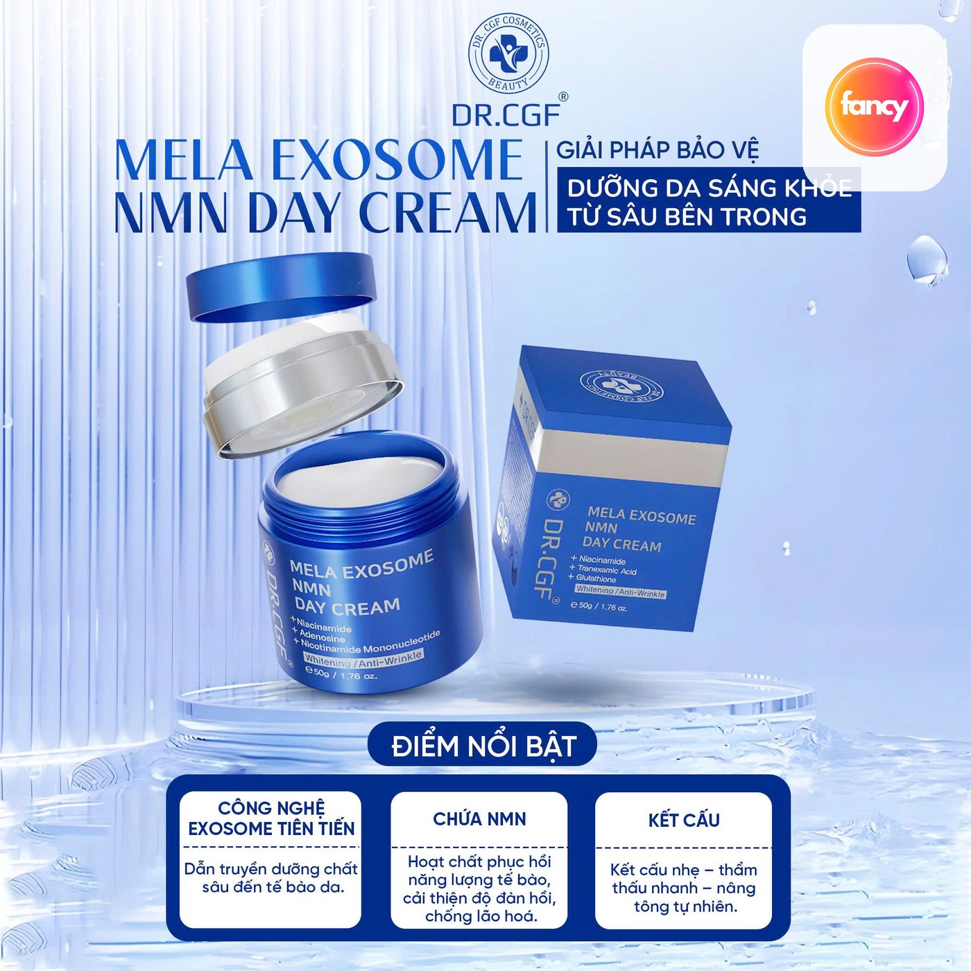 Kem Dưỡng Ngày DR.CGF Mela Exosome NMN Day Cream, Hỗ Trợ Nâng Tone, Dưỡng Sáng Và Trẻ Hóa Da 50G - hình minh họa Fancyderma 2
