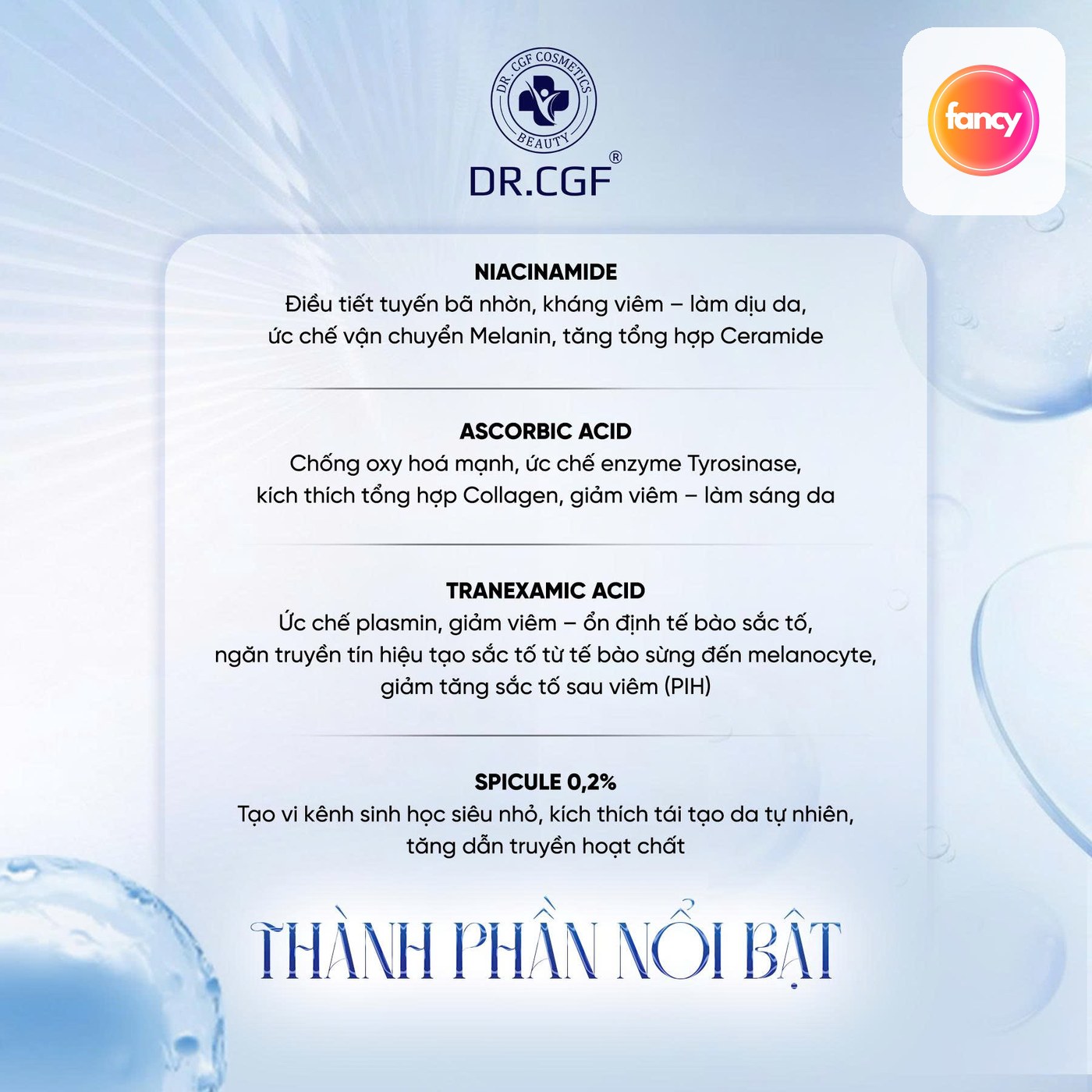 Serum DR.CGF Mela Exosome Spicule Ampoule, Hỗ Trợ Căng Bóng, Sáng Da Và Cải Thiện Lỗ Chân Lông 50ML - hình minh họa Fancyderma 1