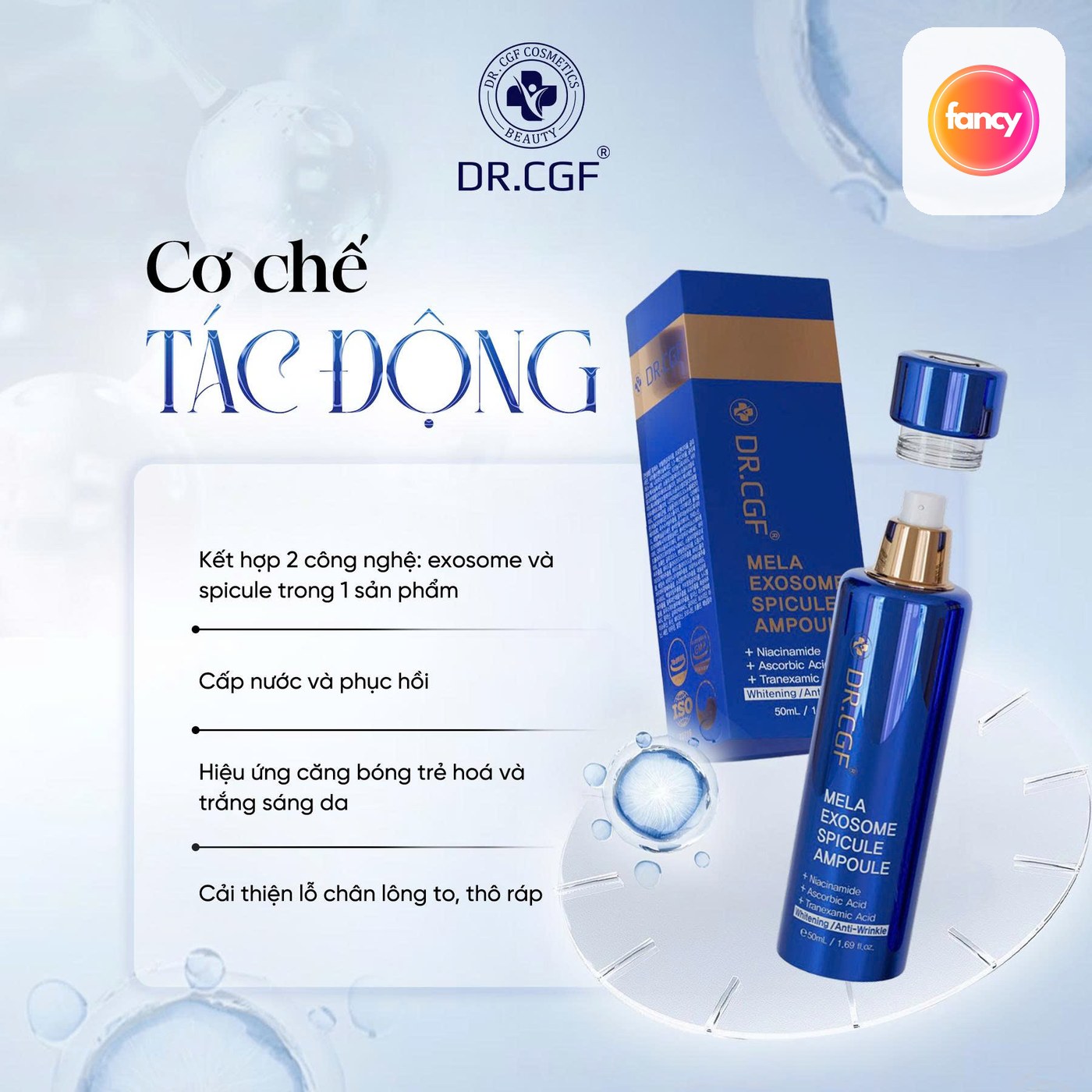 Serum DR.CGF Mela Exosome Spicule Ampoule, Hỗ Trợ Căng Bóng, Sáng Da Và Cải Thiện Lỗ Chân Lông 50ML - hình minh họa Fancyderma 2