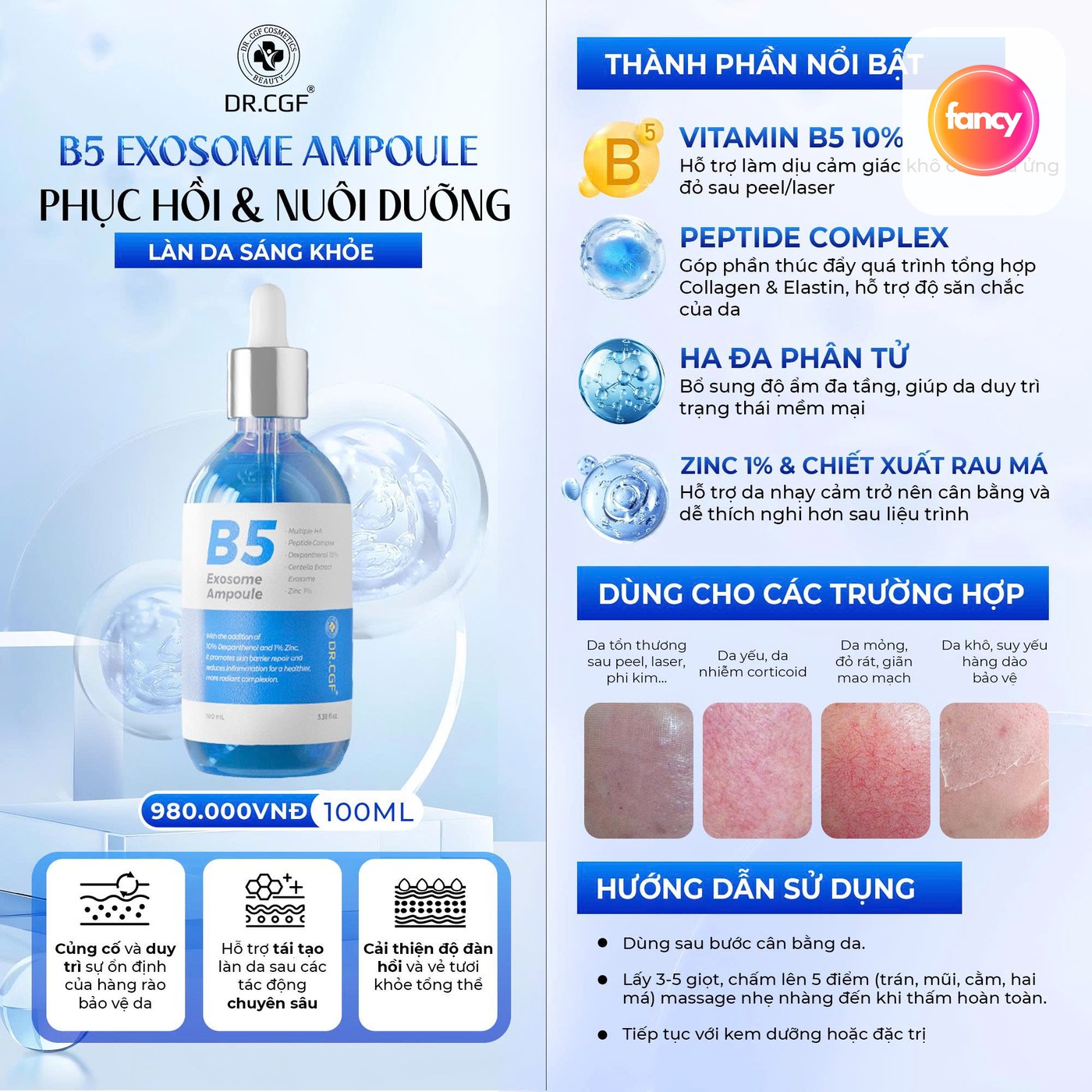 Serum DR.CGF B5 Exosome Ampoule, Hỗ Trợ Cấp Ẩm, Làm Dịu Và Phục Hồi Hàng Rào Da 100ML - hình minh họa Fancyderma 2