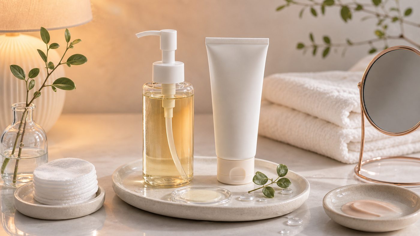 Da Dầu Mụn Nên Làm Sạch Mấy Bước? 2 Double cleansing dịu cho kem chống nắng và lớp nền