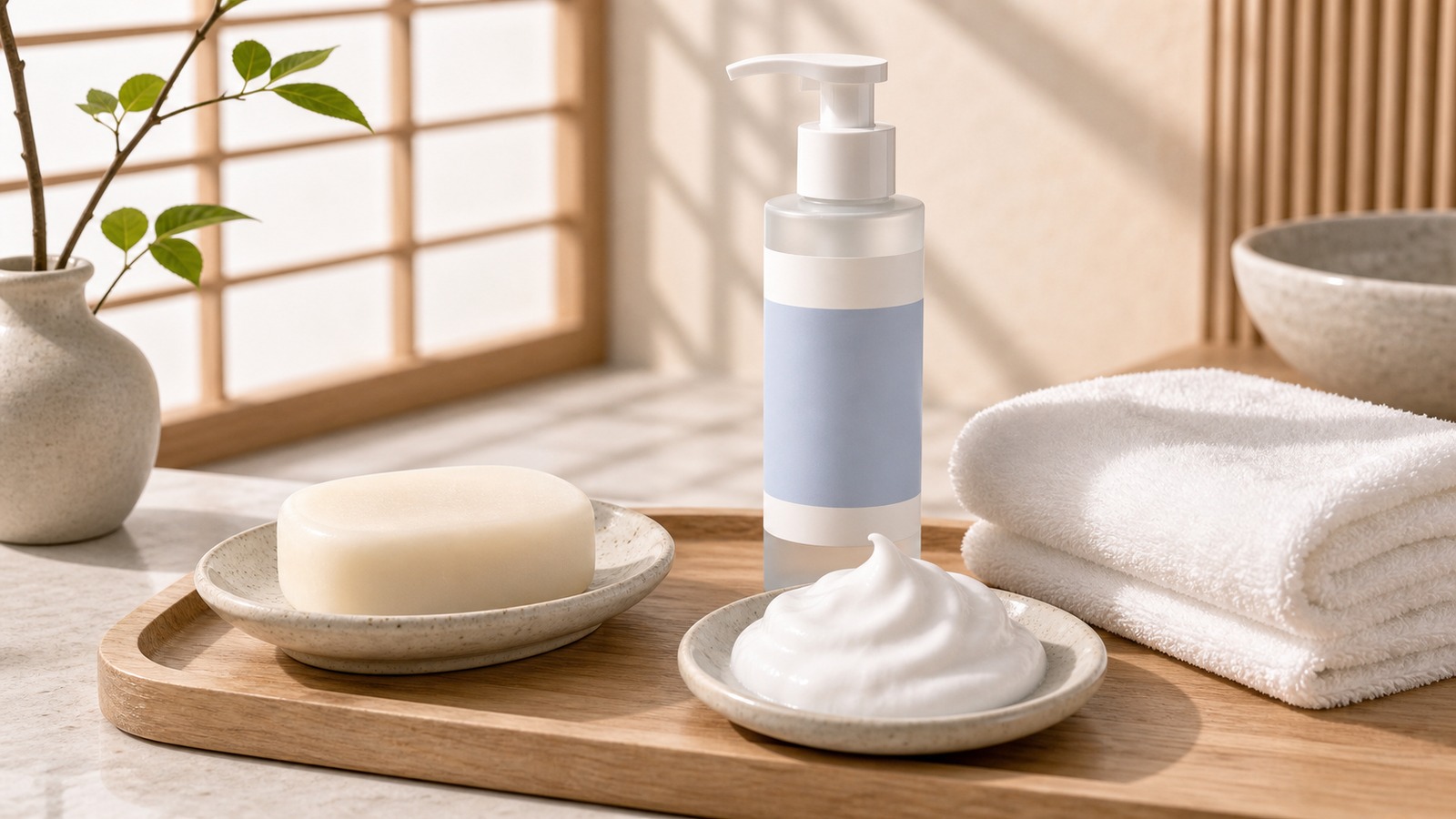 Sản phẩm làm sạch dịu nhẹ trong routine phục hồi da