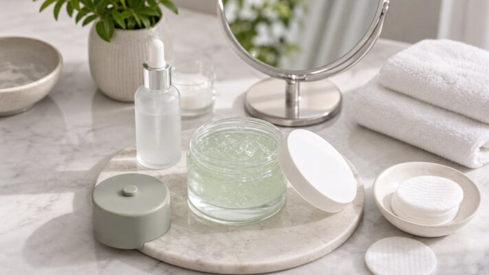 Gel làm dịu sau treatment trong routine phục hồi tối giản
