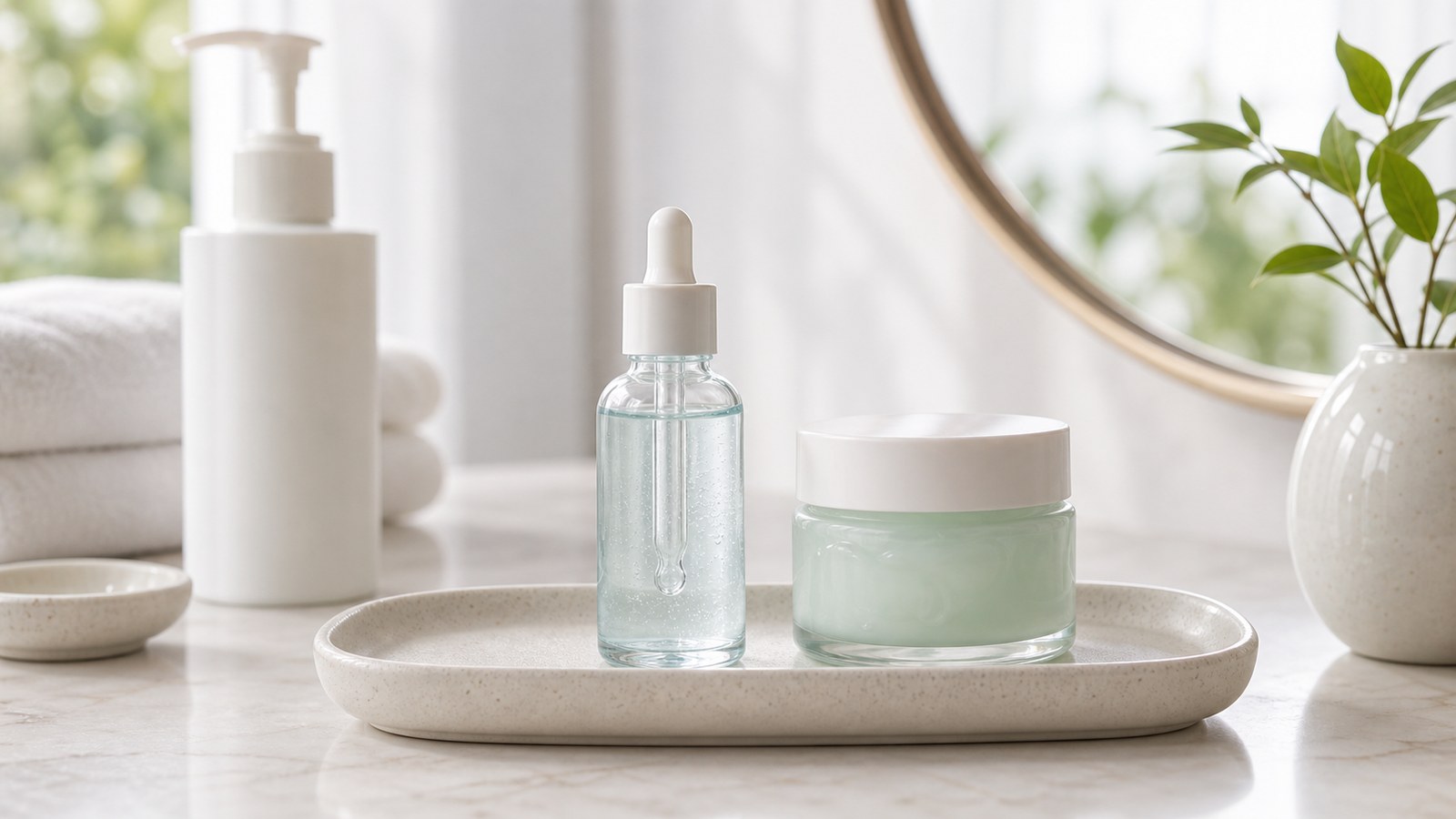 Layer serum B5 cùng kem dưỡng mỏng trong routine cho da mụn