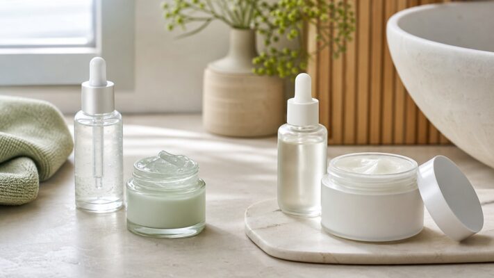 Hai routine làm dịu và phục hồi da với serum gel cream không nhãn