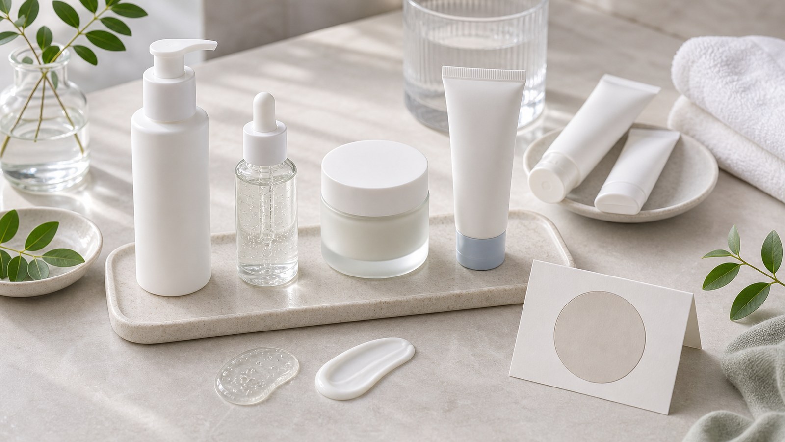 Sản phẩm active đặt sau bộ phục hồi cleanser serum kem dưỡng và chống nắng không nhãn